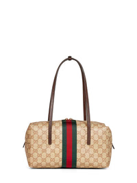 Gucci Women Sand And Dark Brown Gucci Melrose Medium Boston Bag