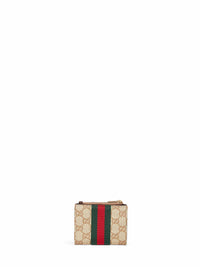 Gucci Women Beige Small Wallet With Web Ribbon<Br/>