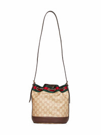 Gucci Women Sand And Dark Brown Gucci Venice Mini Bucket Bag