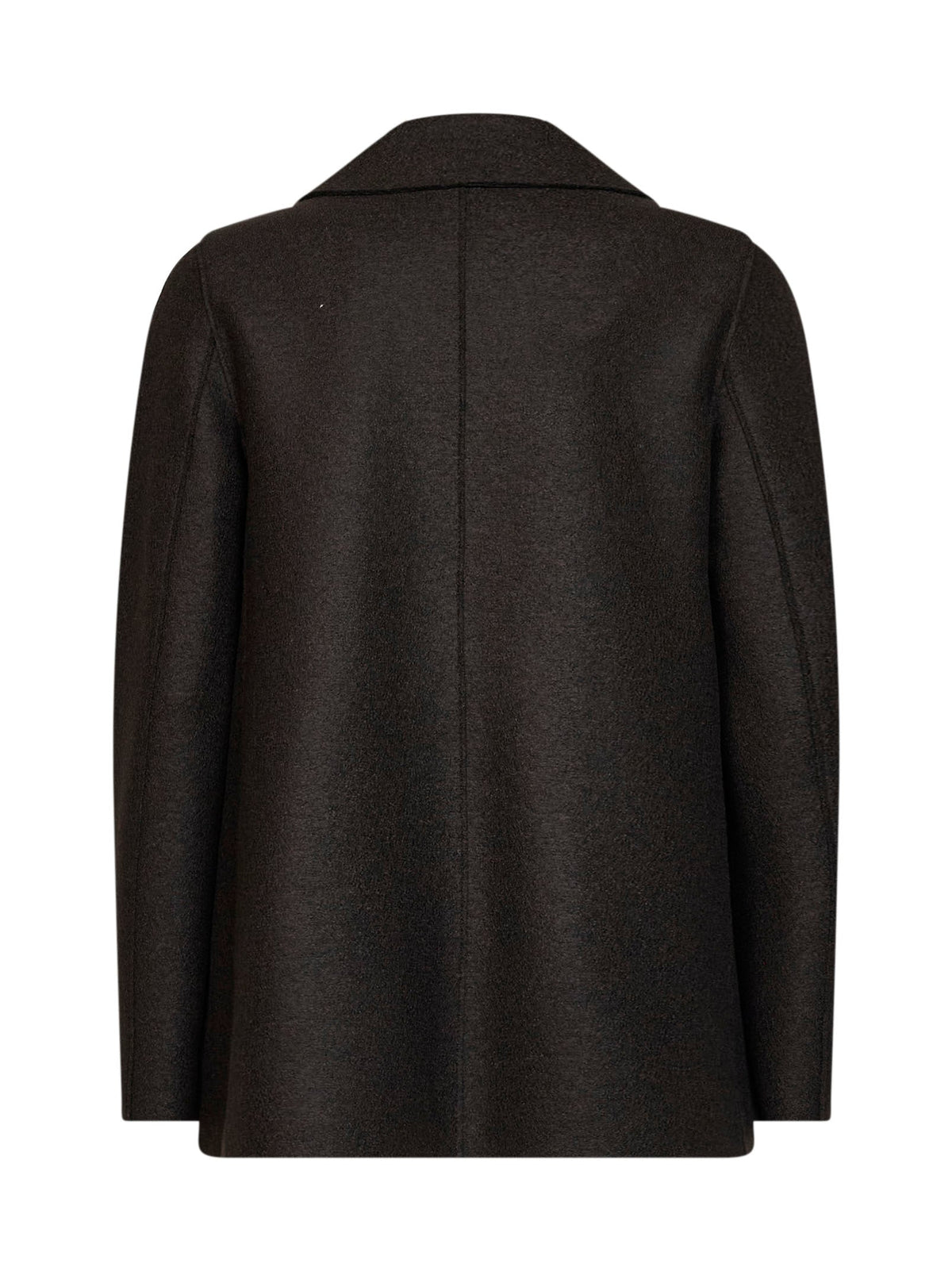 Harris Wharf London Women Dark Brown Felted Wool Double-Breasted Peacoat