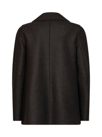 Harris Wharf London Women Dark Brown Felted Wool Double-Breasted Peacoat