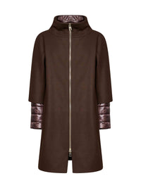 Herno Women Dark Chocolate Ecowool And Ultralight Nylon Coat