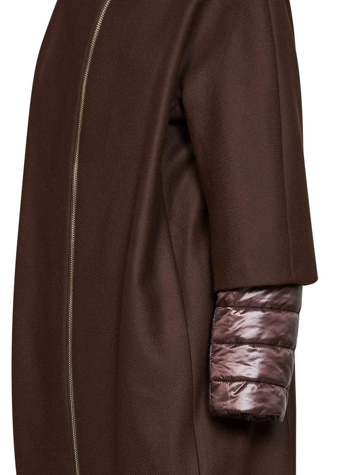 Herno Women Dark Chocolate Ecowool And Ultralight Nylon Coat