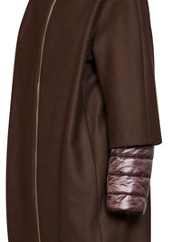 Herno Women Dark Chocolate Ecowool And Ultralight Nylon Coat