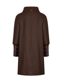 Herno Women Dark Chocolate Ecowool And Ultralight Nylon Coat