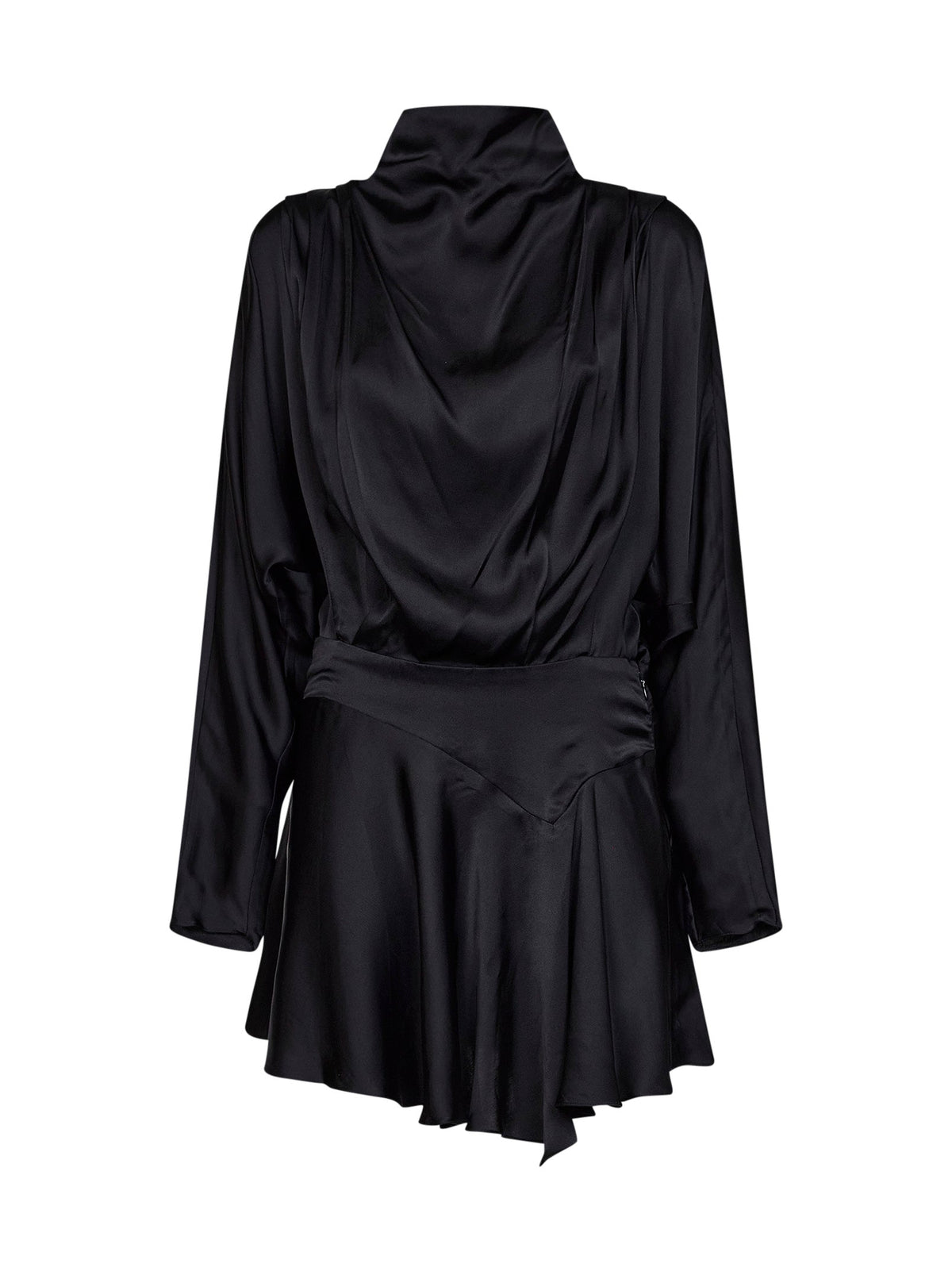 Isabel Marant Women Black Satin Neline Draped Mini Dress
