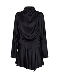 Isabel Marant Women Black Satin Neline Draped Mini Dress