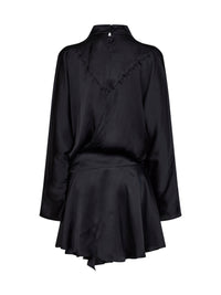 Isabel Marant Women Black Satin Neline Draped Mini Dress