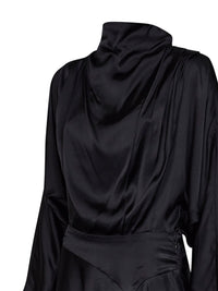 Isabel Marant Women Black Satin Neline Draped Mini Dress