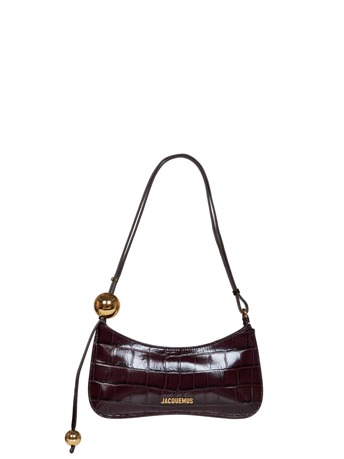 Jacquemus Women Dark Burgundy The Bisou Perle Beaded Shoulder Bag