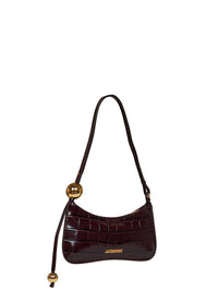 Jacquemus Women Dark Burgundy The Bisou Perle Beaded Shoulder Bag