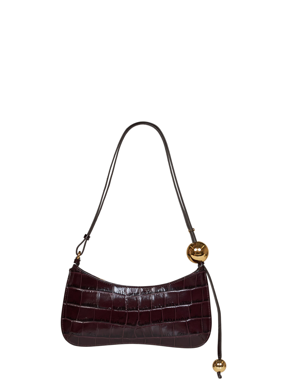 Jacquemus Women Dark Burgundy The Bisou Perle Beaded Shoulder Bag
