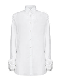Jil Sander Women Optic White Cotton Shirt With Multi-Layered Cuffs