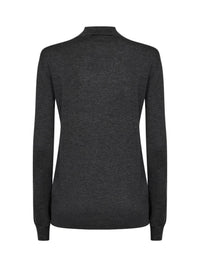 Jil Sander Women Anthracite Wool And Cashmere Knit Sweater With Pleats Detail