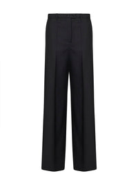 Jil Sander Women Black Wool-Mohair Canvas Wide-Leg Trousers