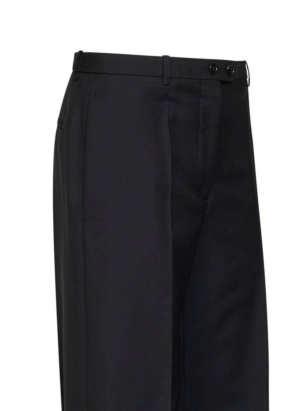 Jil Sander Women Black Wool-Mohair Canvas Wide-Leg Trousers