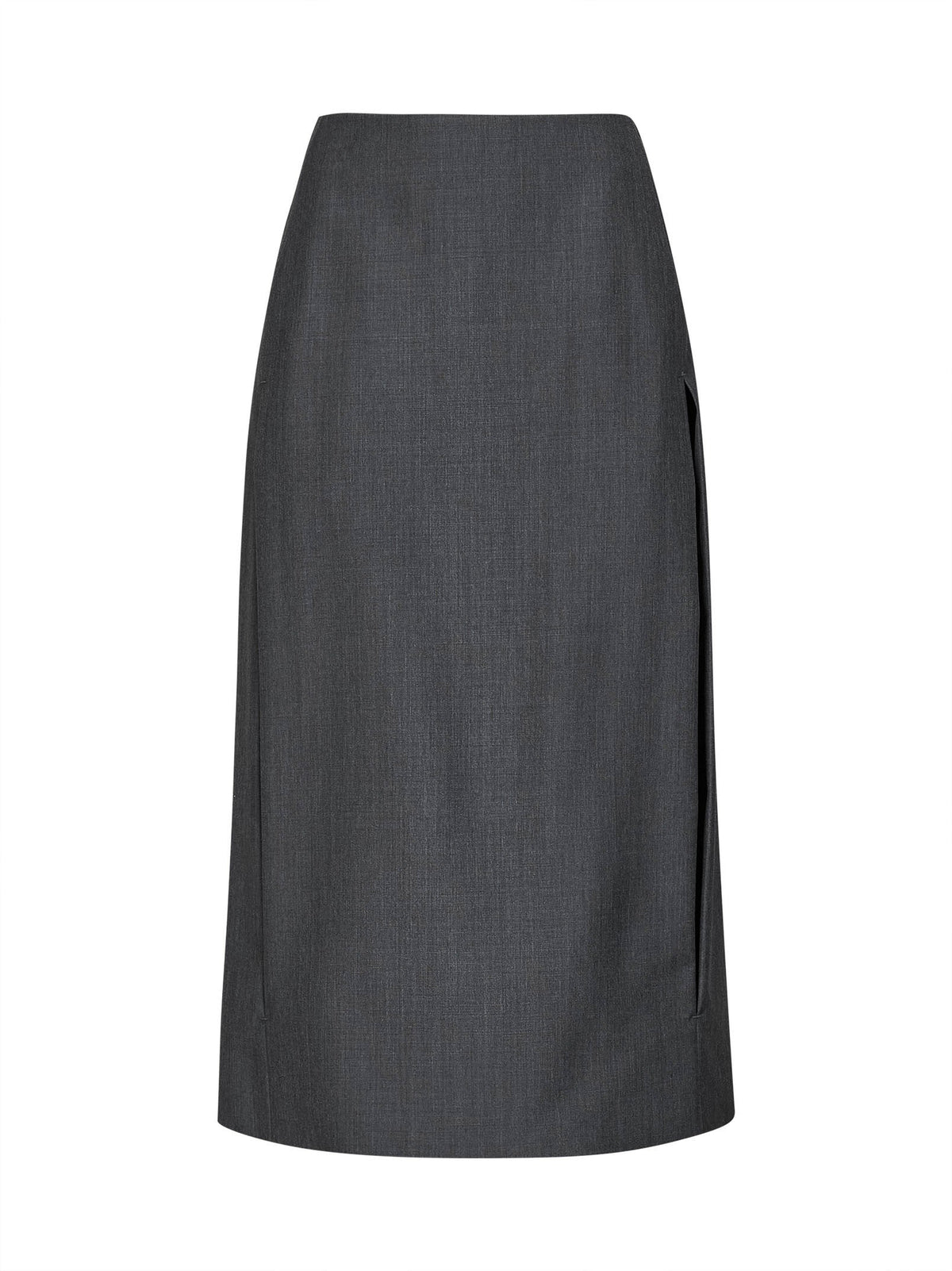 Jil Sander Women Fog Grey Wool Canvas Midi Skirt With Slits