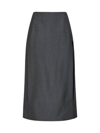 Jil Sander Women Fog Grey Wool Canvas Midi Skirt With Slits