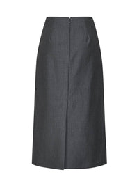 Jil Sander Women Fog Grey Wool Canvas Midi Skirt With Slits