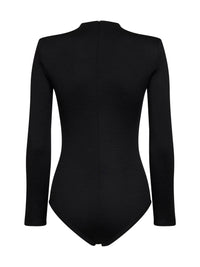 Jil Sander Women Black Compact Wool Knit Fitted Bodysuit
