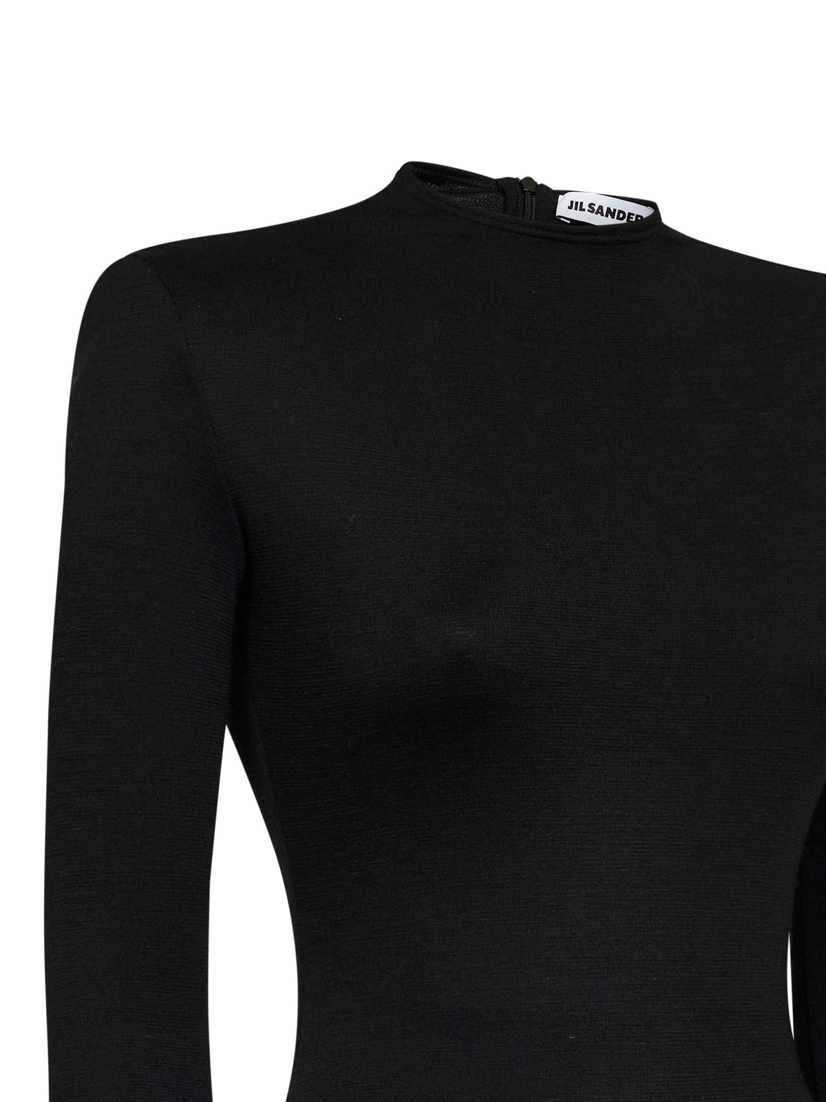 Jil Sander Women Black Compact Wool Knit Fitted Bodysuit