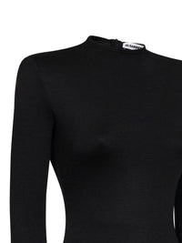 Jil Sander Women Black Compact Wool Knit Fitted Bodysuit