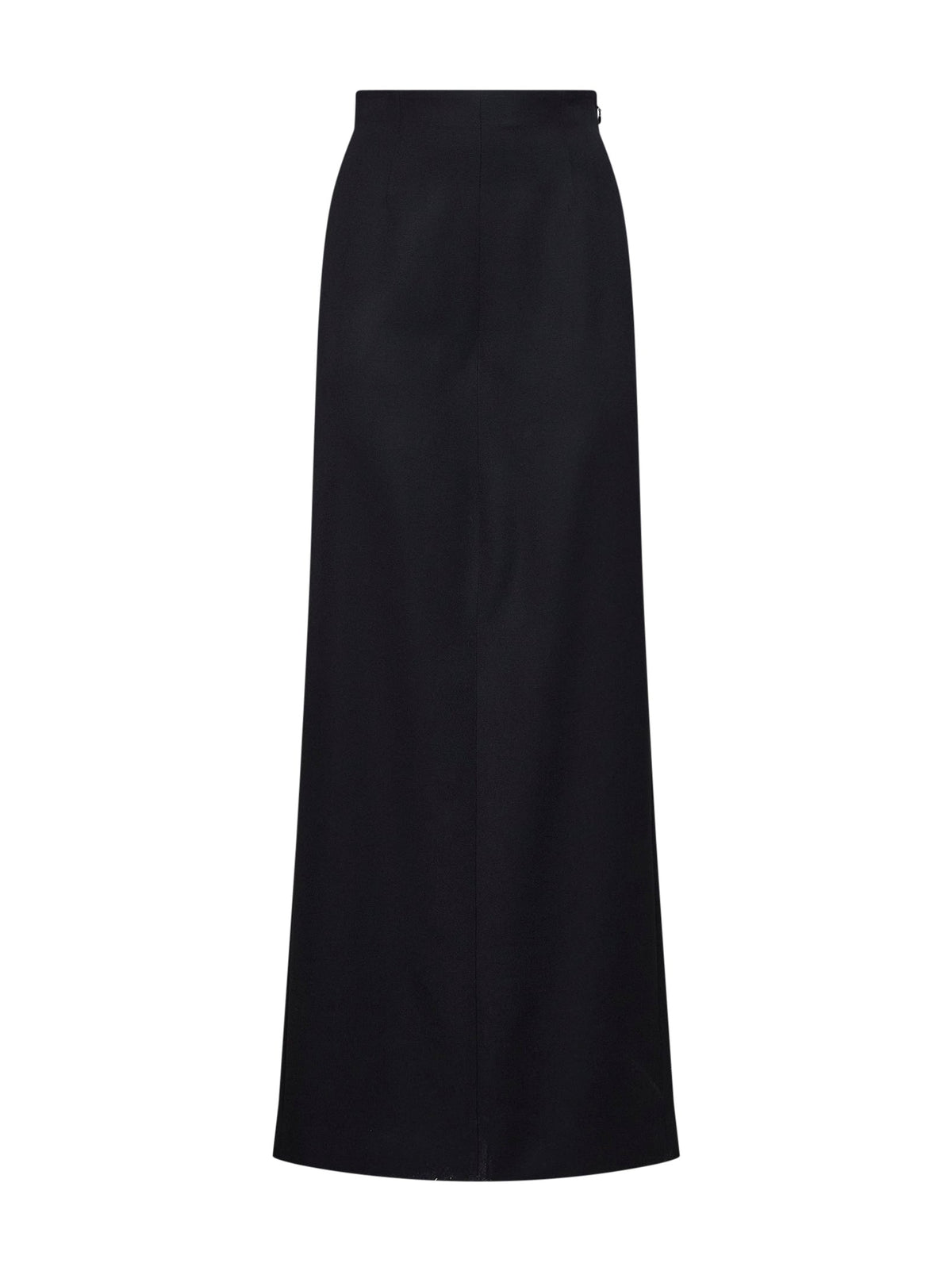 Maison Margiela Women Black Virgin Wool Pants-Like Straight Maxi Skirt