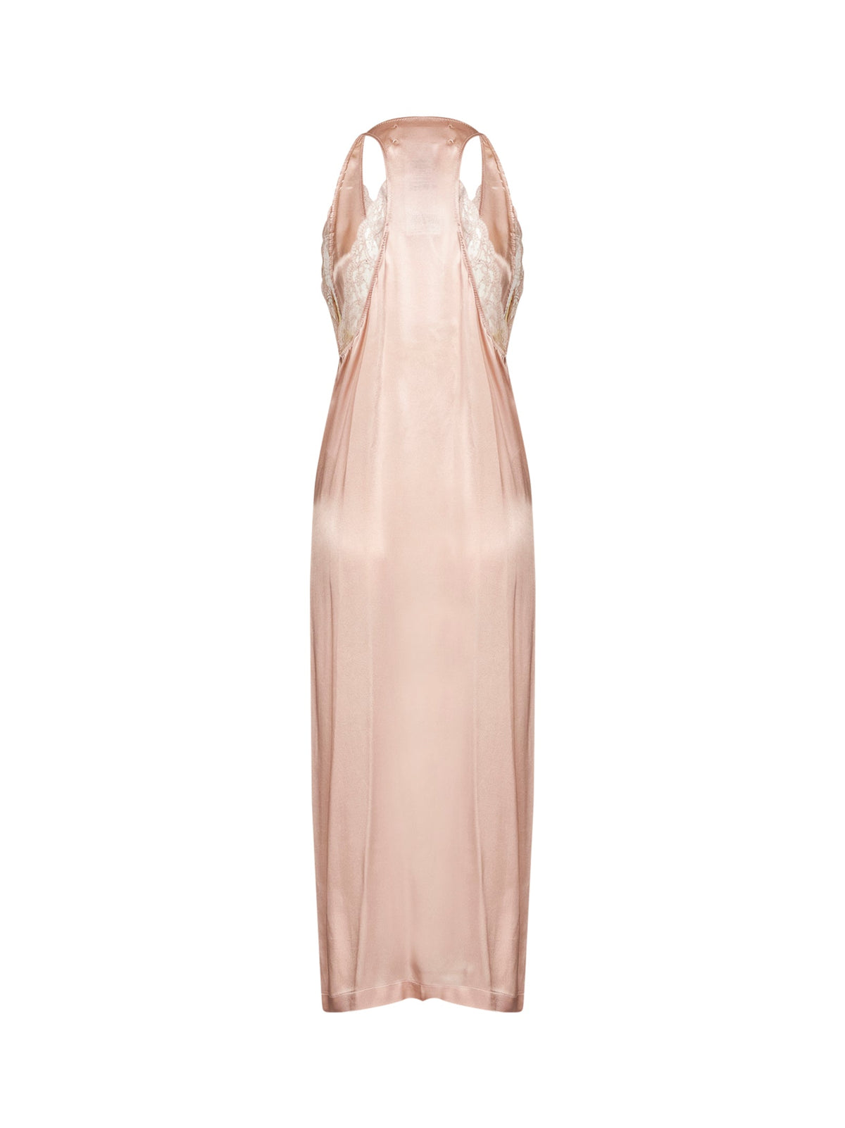 Maison Margiela Women Light Pink Satin And Lace Midi Slip Dress