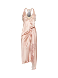 Maison Margiela Women Light Pink Satin And Lace Midi Slip Dress