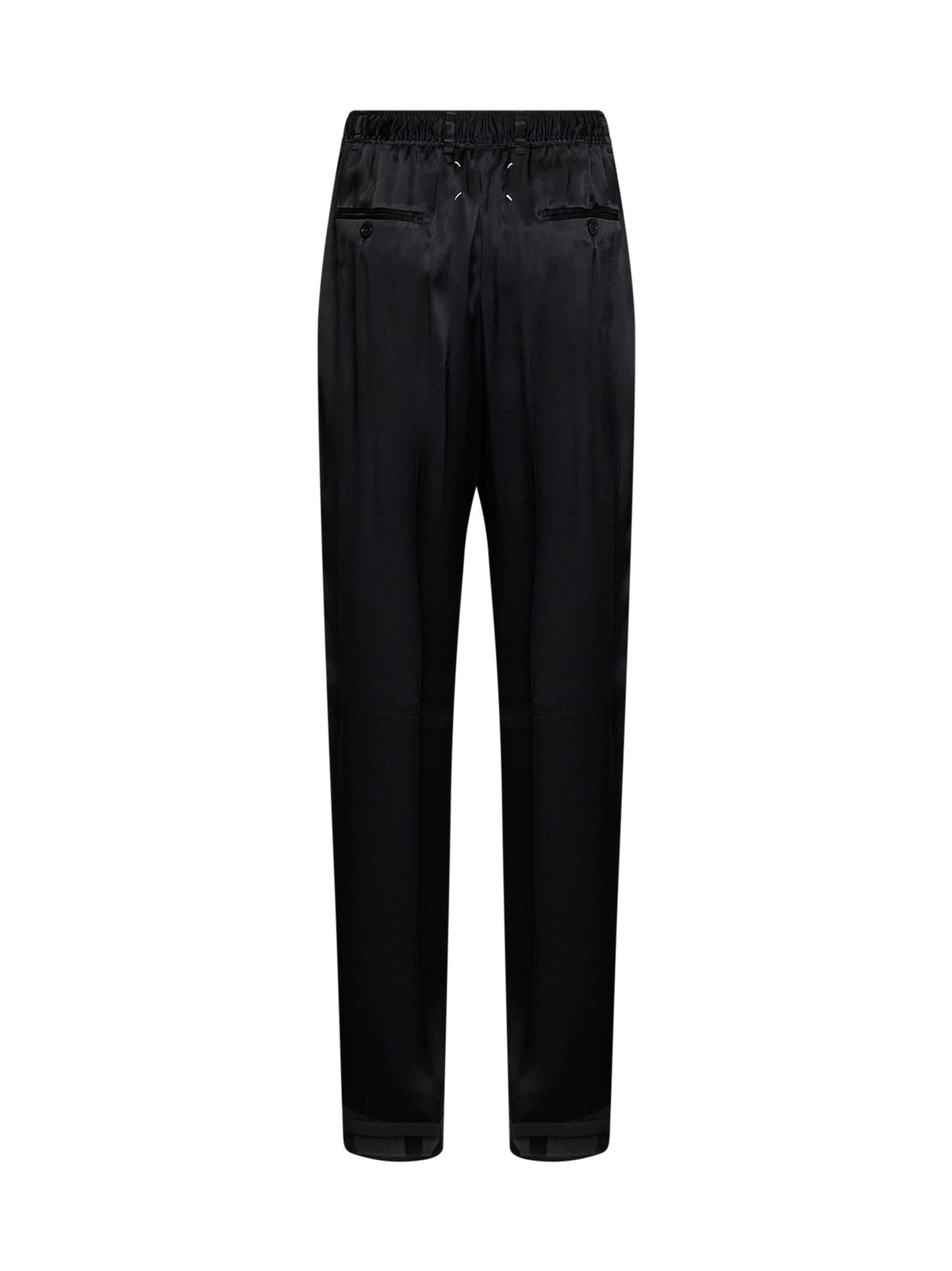 Maison Margiela Women Black Satin Drawstring Trousers