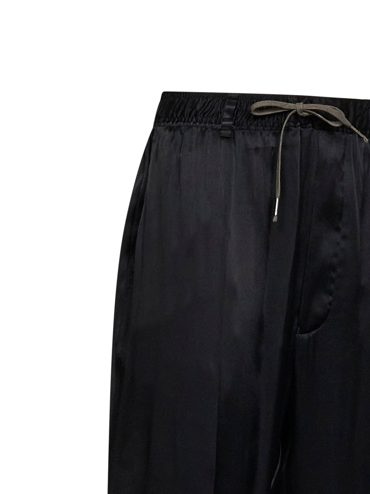 Maison Margiela Women Black Satin Drawstring Trousers