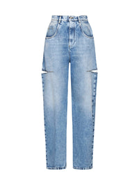 Maison Margiela Women High-Waisted Wide-Leg Cut-Out Jeans