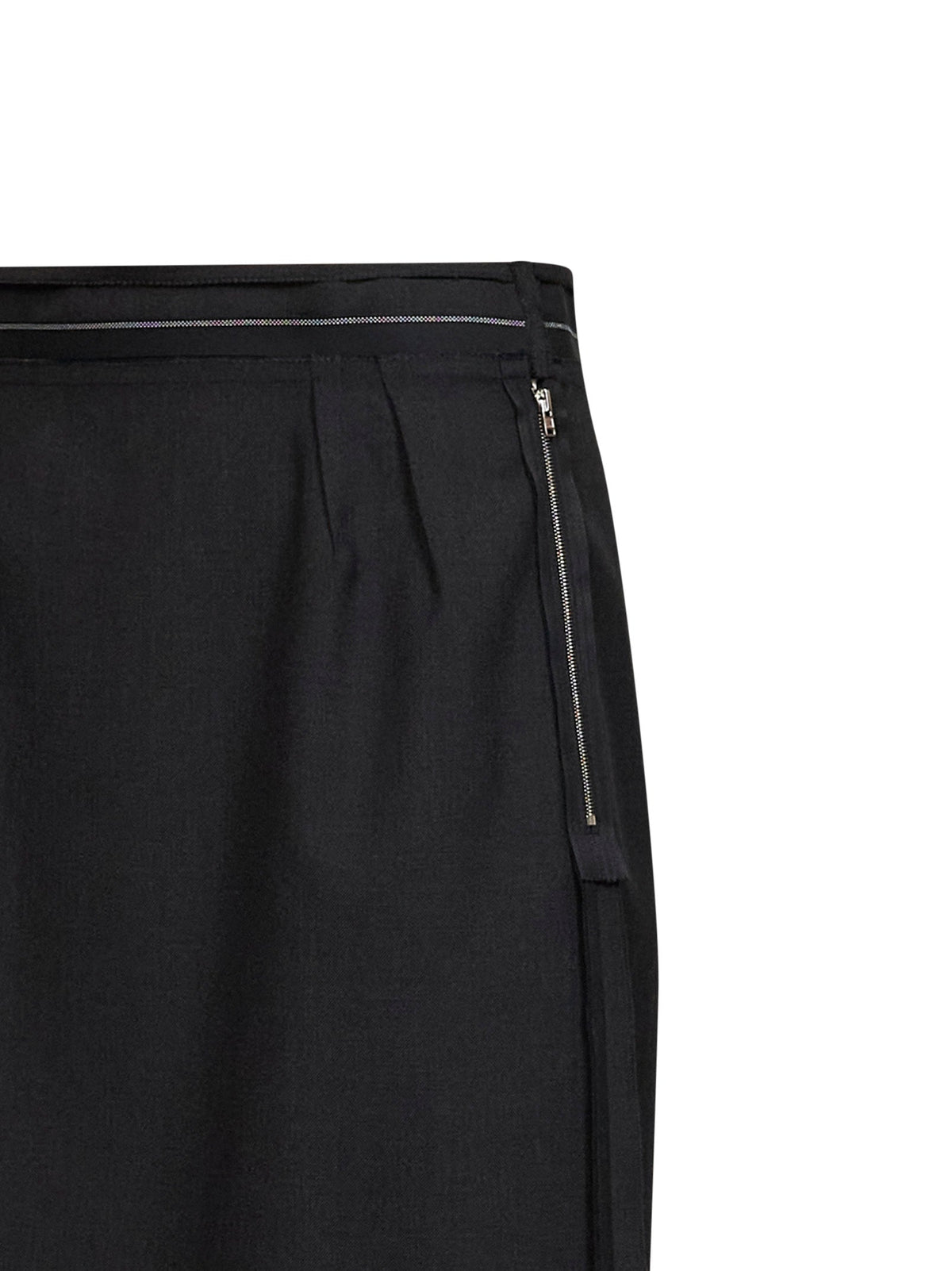 Maison Margiela Women Charcoal Wool Reversed Midi Skirt