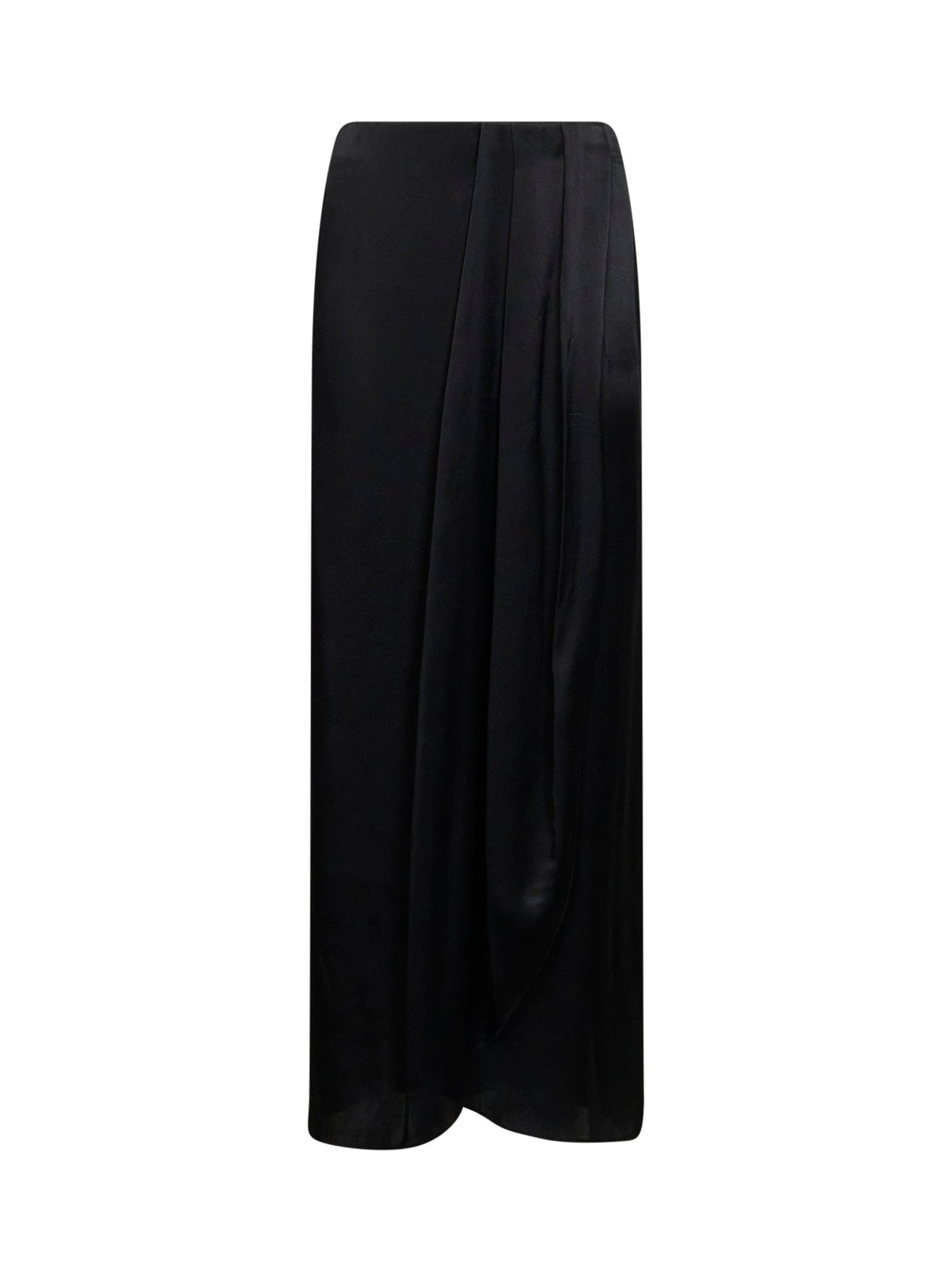 Maison Margiela Women Black Satin Draped Maxi Skirt