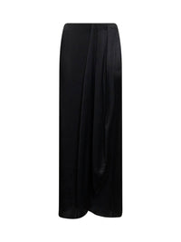 Maison Margiela Women Black Satin Draped Maxi Skirt