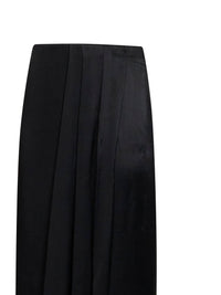 Maison Margiela Women Black Satin Draped Maxi Skirt