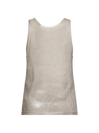 Maison Margiela Women Beige Ribbed Cotton Silver Print Tank Top