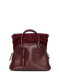 Maison Margiela Women Burgundy 5Ac Soft Medium Handbag