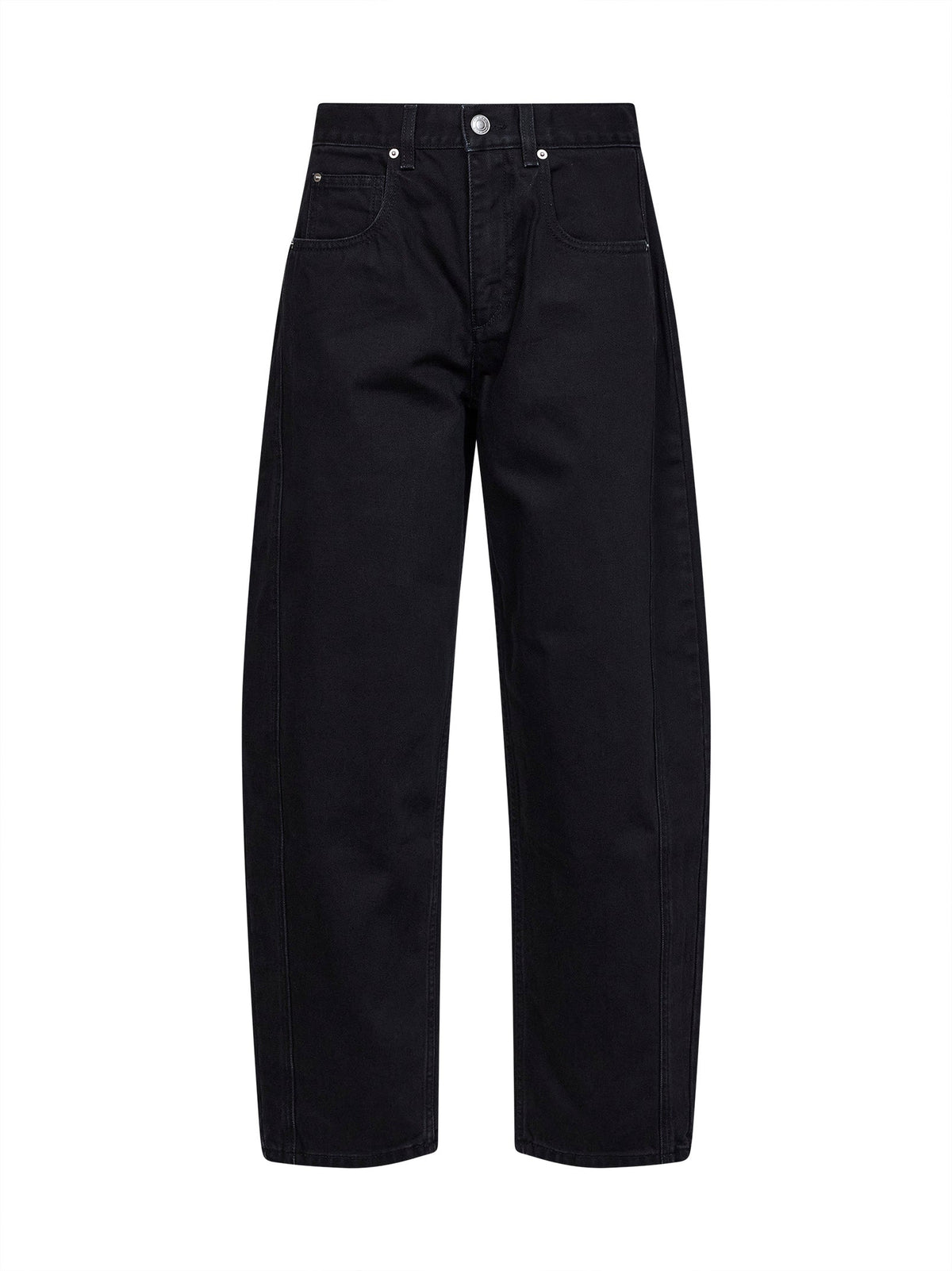 Marant Etoile Women Black Faded Cotton Denim Oriane Barrel Jeans