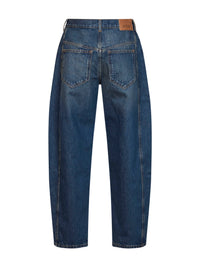 Marant Etoile Women Blue Faded Cotton Denim Oriane Barrel Jeans