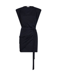 Marant Etoile Women Black Jersey Marielle Draped Mini Dress