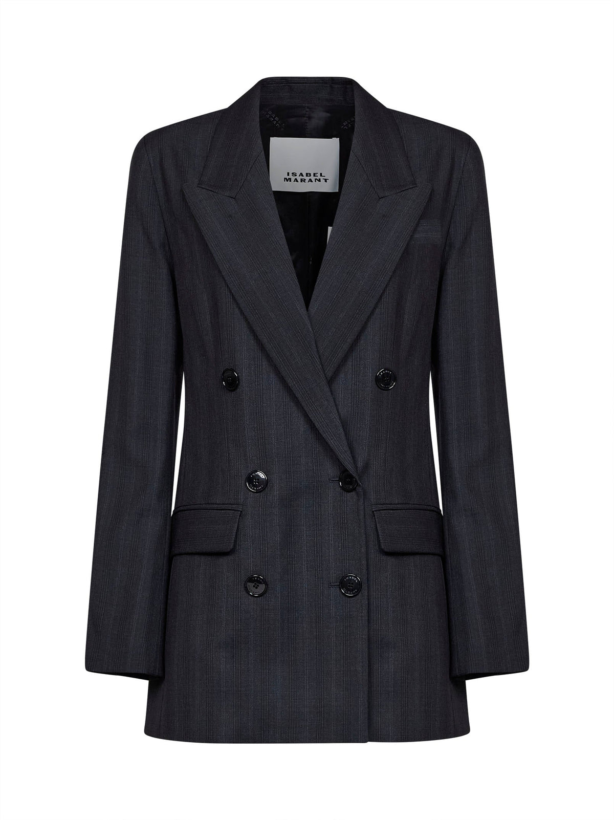 Marant Etoile Women Dark Anthracite Check Stretch Wool Jevima Double-Breasted Blazer
