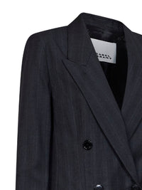 Marant Etoile Women Dark Anthracite Check Stretch Wool Jevima Double-Breasted Blazer