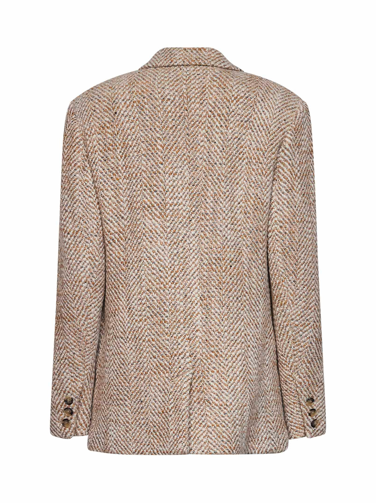 Marant Etoile Women Beige Herringbone Wool Blend Parly Single-Breasted Blazer