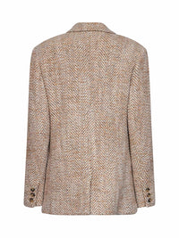 Marant Etoile Women Beige Herringbone Wool Blend Parly Single-Breasted Blazer