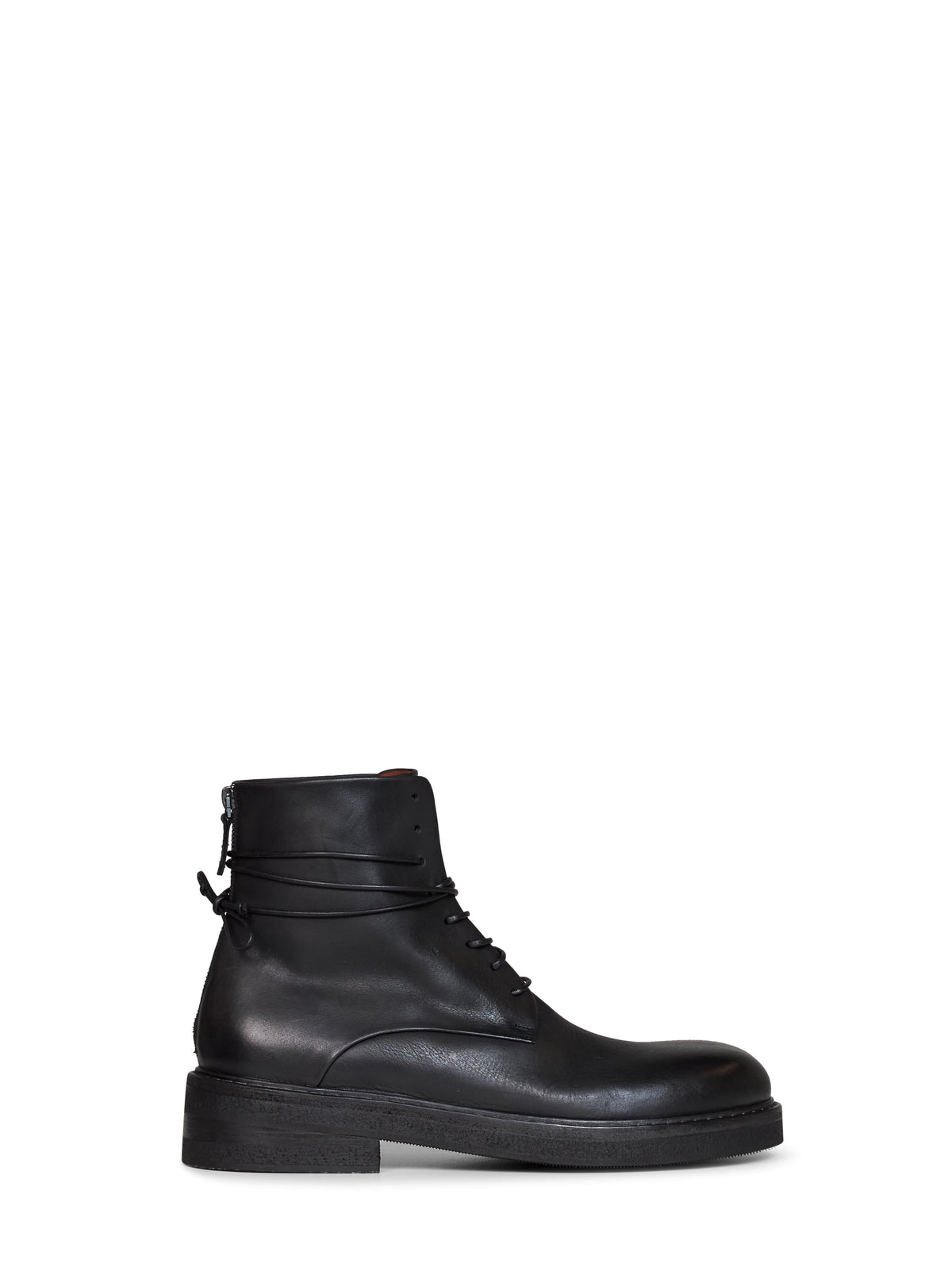 Marsell Men Black Oiled Leather Parrucca Lace-Up Combat Boots