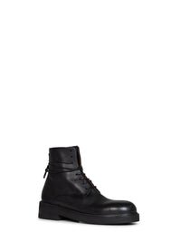 Marsell Men Black Oiled Leather Parrucca Lace-Up Combat Boots