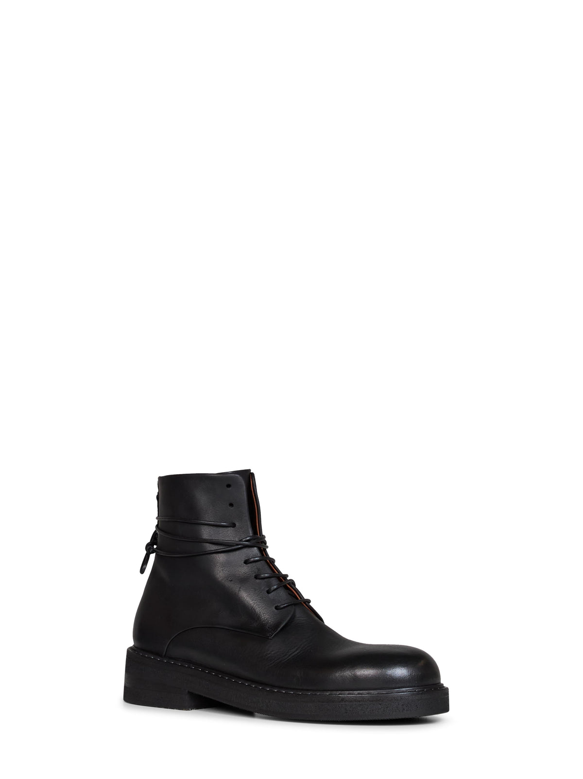 Marsell Men Black Oiled Leather Parrucca Lace-Up Combat Boots