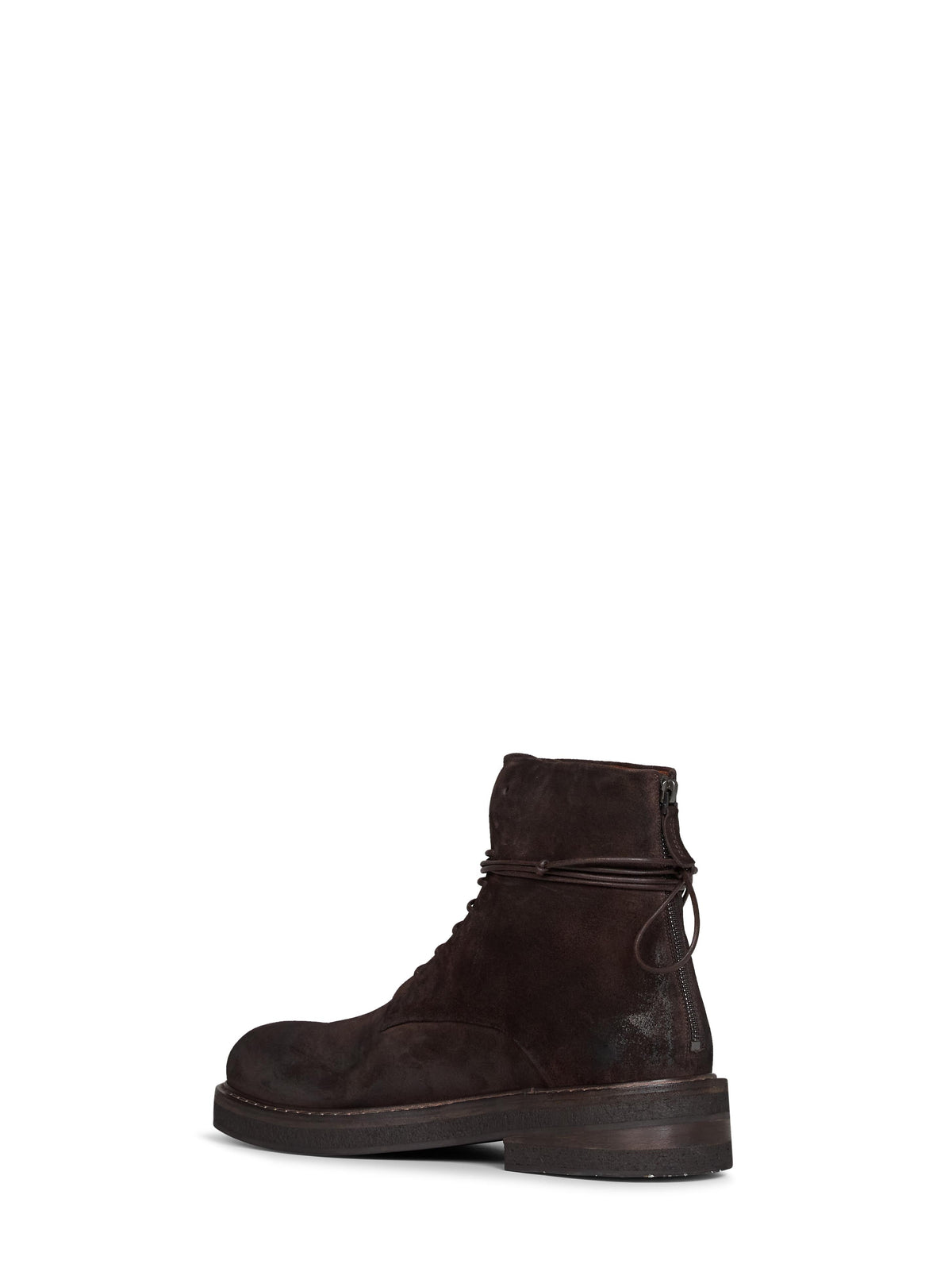 Marsell Men Dark Brown Suede Parrucca Lace-Up Combat Boots