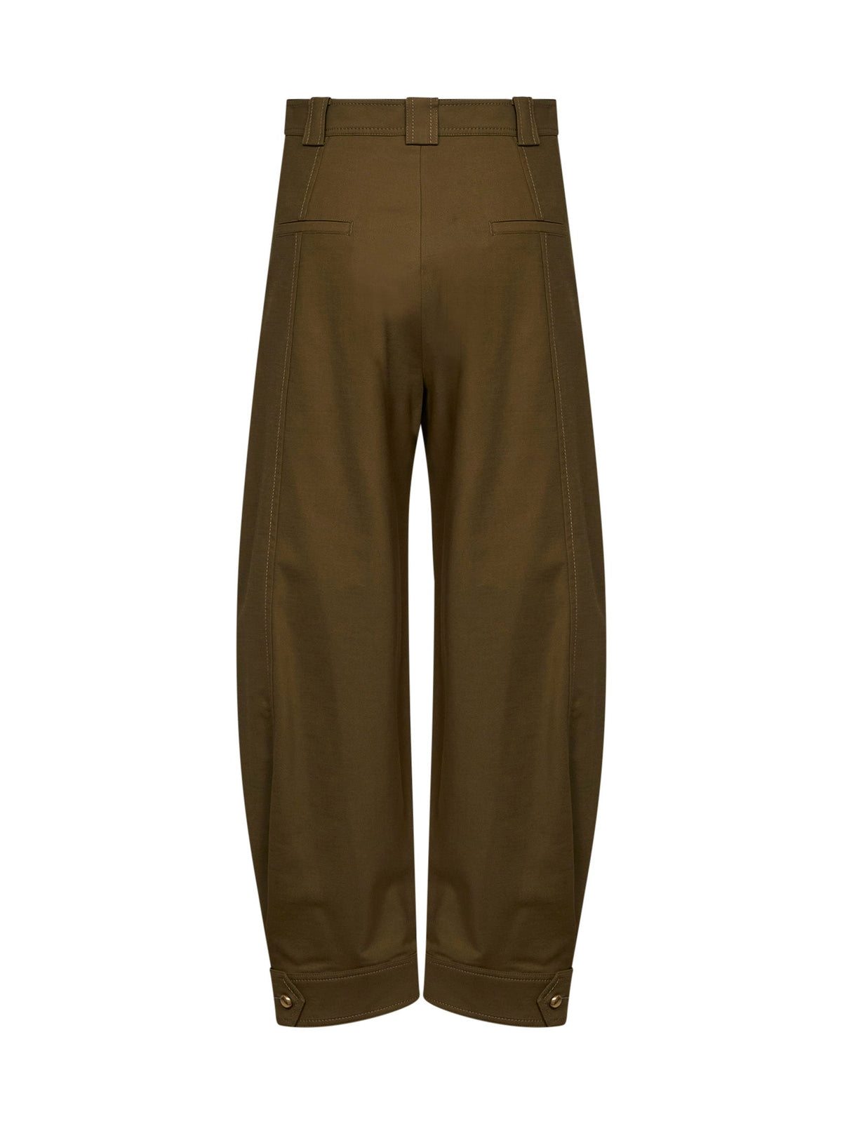 Max Mara Women Khaki Green Stretch Canvas Mxmadorni Barrel-Leg Trousers